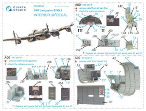 Intérieur imprimé en 3D et coloré sur papier décalcomanie Quinta Studio QD48248 Lancaster B Mk.I (HK Models) 1/48 – immagine 15