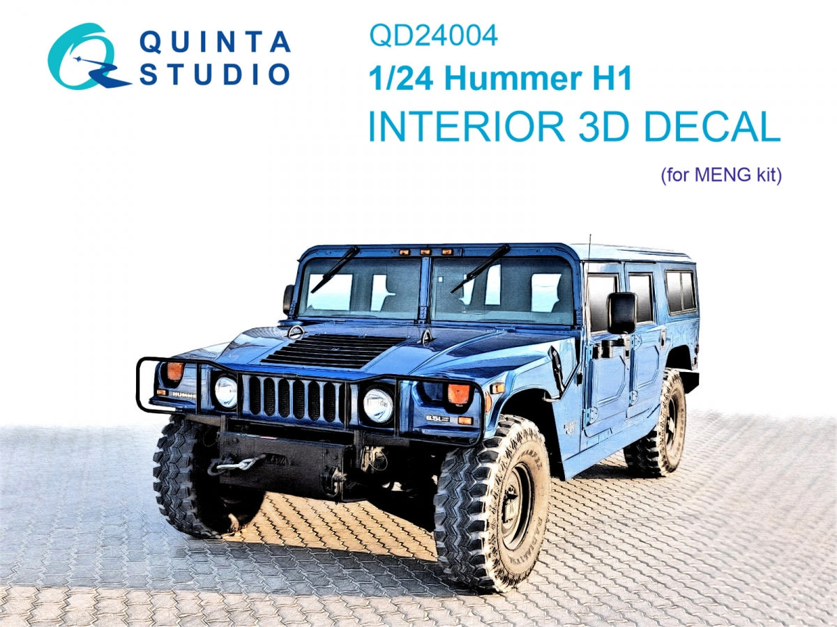 Intérieur imprimé en 3D et coloré sur papier décalcomanie Quinta Studio QD24004 Hummer H1 (MENG) 1/24
