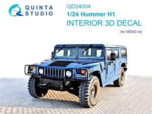 Intérieur imprimé en 3D et coloré sur papier décalcomanie Quinta Studio QD24004 Hummer H1 (MENG) 1/24