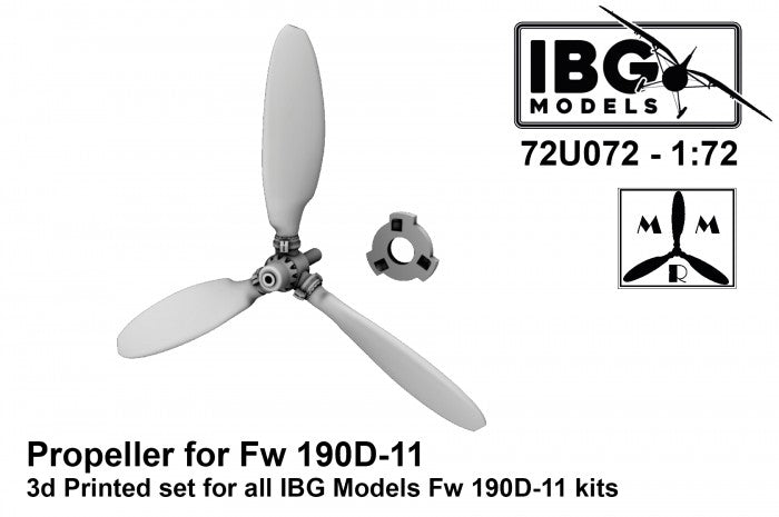 Hélice IBG 72U072 pour Fw 190D-11 : kit imprimé en 3D compatible avec toutes les maquettes IBG Models Fw 190D-11 au 1/72