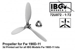 Hélice IBG 72U072 pour Fw 190D-11 : kit imprimé en 3D compatible avec toutes les maquettes IBG Models Fw 190D-11 au 1/72