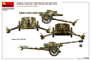 MiniArt 35400 Canon antichar allemand de 7,5 cm PAK 40. Production moyenne avec équipe d&amp;#39;artillerie de campagne 1/35  – image 7