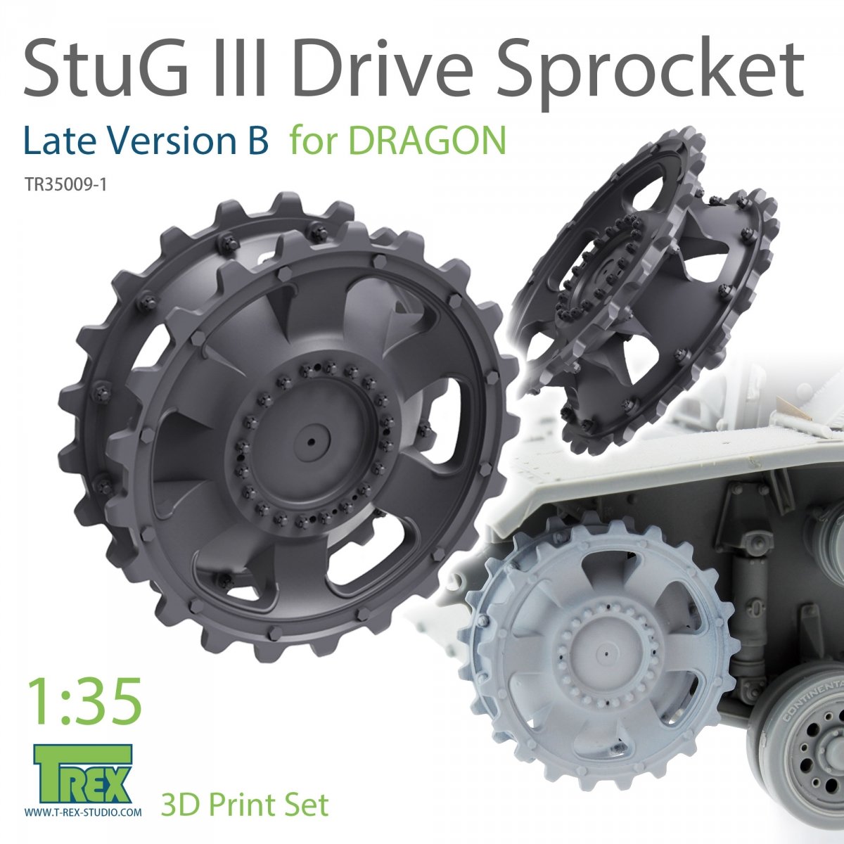 Kit de pignons T-Rex Studio TR35009-1 Stug III (version B tardive) pour DRAGON 1/35