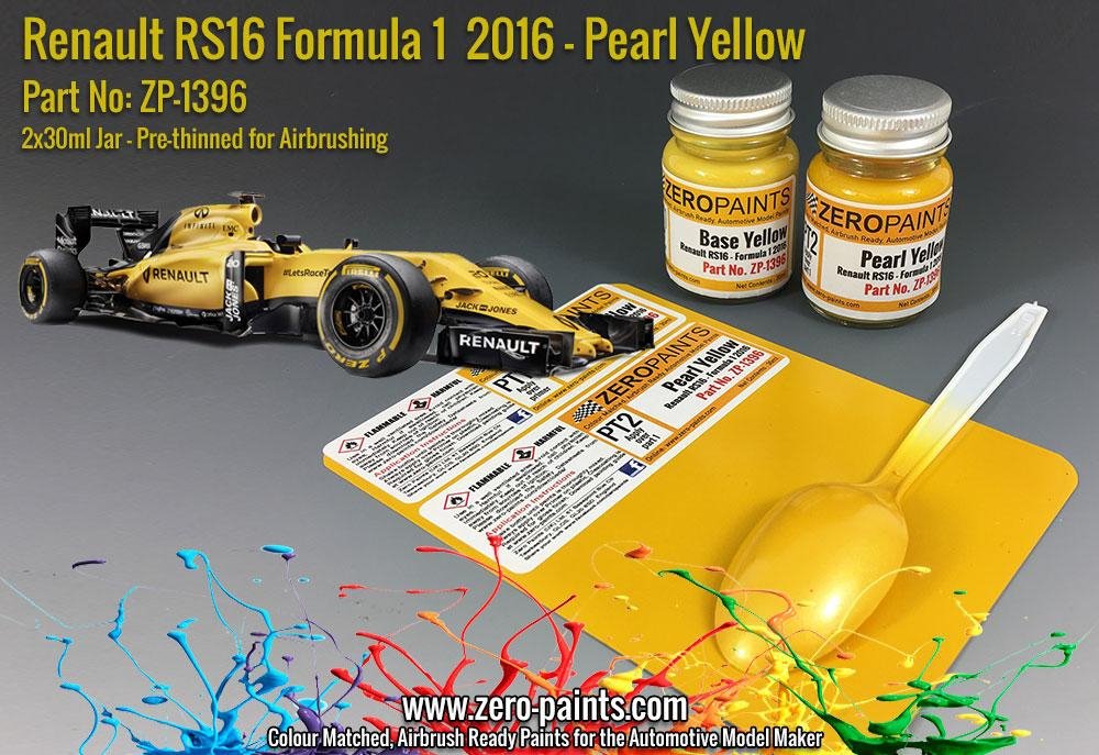 Zero Paints ZP-1396 Renault RS16 Formule 1 2016 - Jaune nacré, lot de 2 x 30 ml
