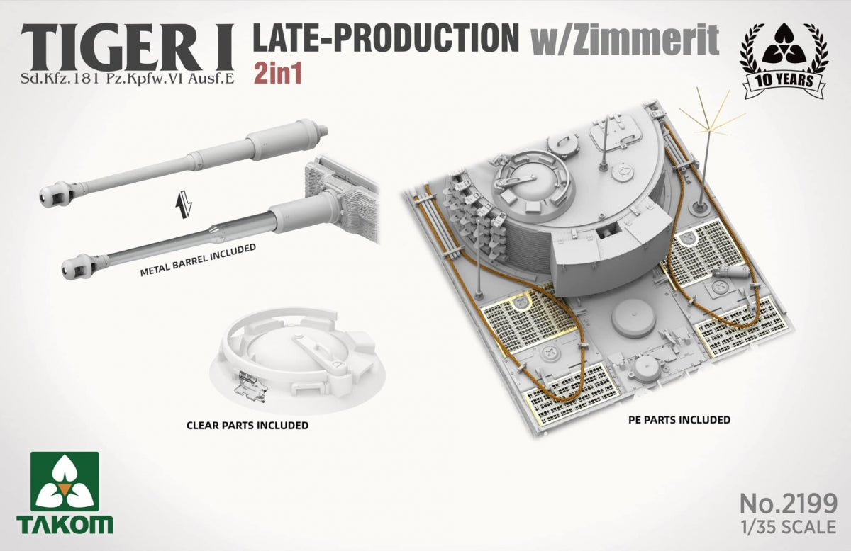 Takom 2199 Tiger I Production tardive avec zimmerit Sd.Kfz. 181 Pz.Kpfw. VIAusf. E (commande tardive/tardive) 1/35 – immagine 7