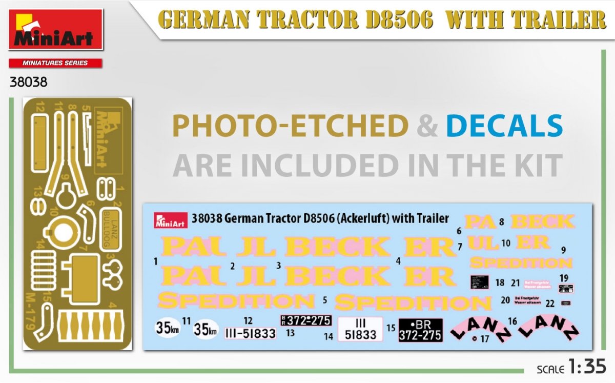 MiniArt 38038 Tracteur allemand D8506 avec remorque 1/35 – image 3