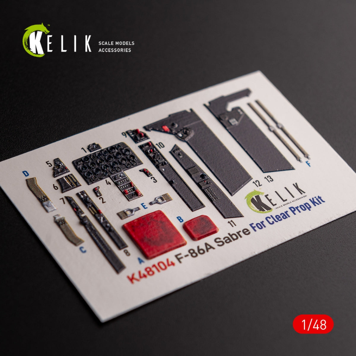 KELIK K48104 F-86A Saber - interior 3D decals for ClearProp kit 1/48