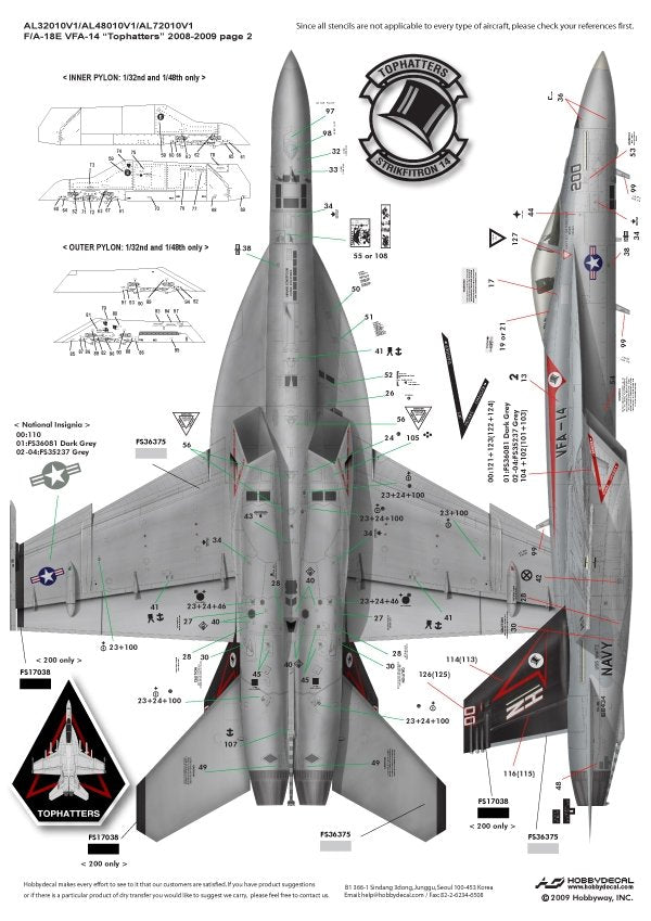 HobbyDecal AL48010V1 F/A-18E Tophatters 2008-2009 1/48  – Bild 4