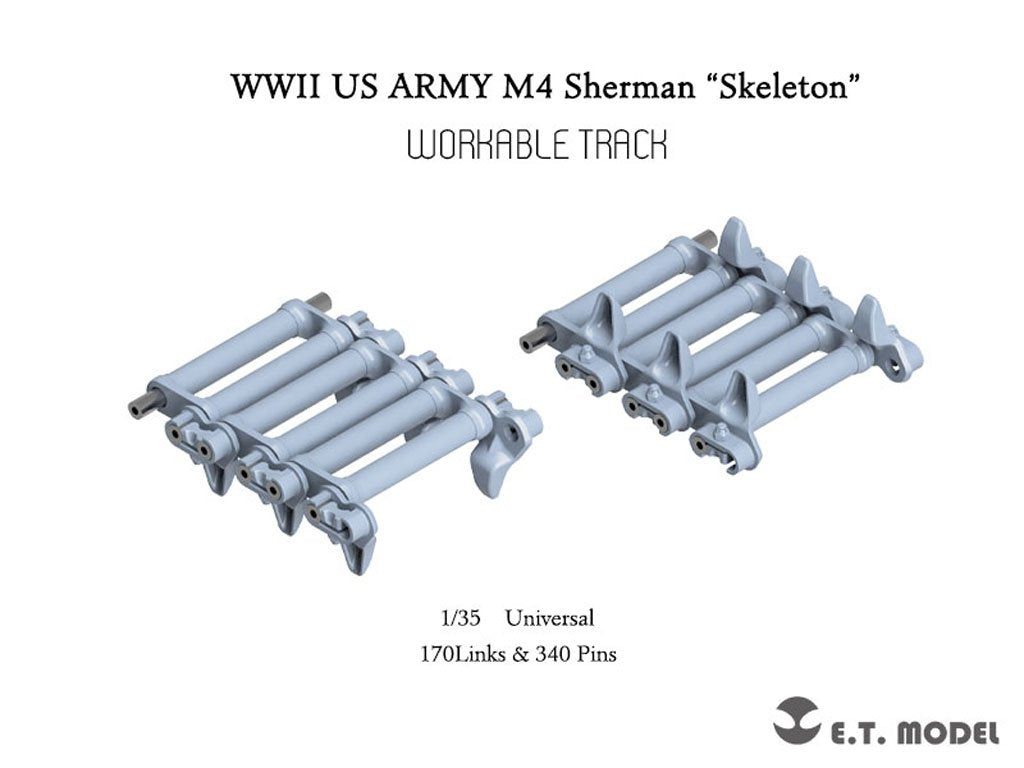 ET Model P35-091 WWII US ARMY M4 Sherman « Squelette » Chenille fonctionnelle (Imprimée en 3D) 1/35