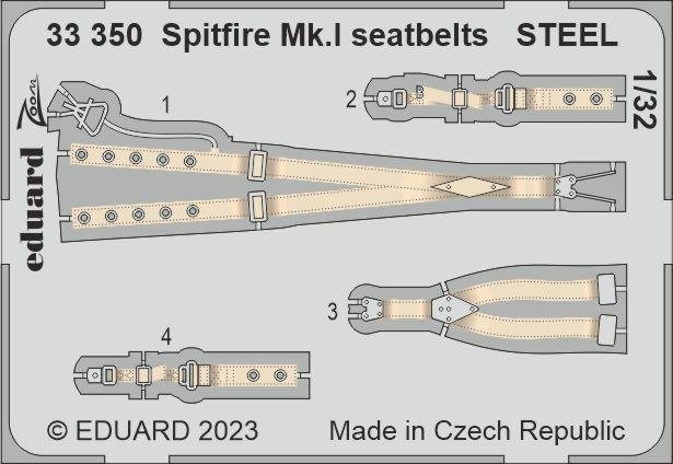 Eduard 33350 Spitfire Mk. And seatbelts STEEL KOTARE 1/32