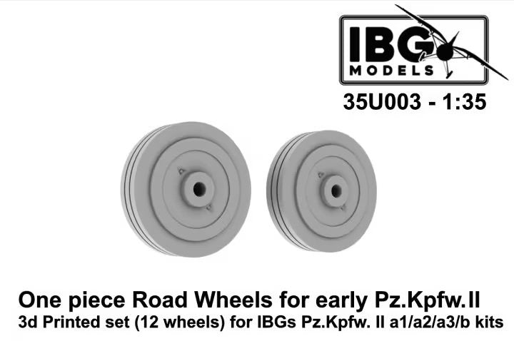 IBG 35U003 Roues de route monobloc pour Pz.Kpfw.II (première génération), kit imprimé en 3D (12 roues), échelle 1/35