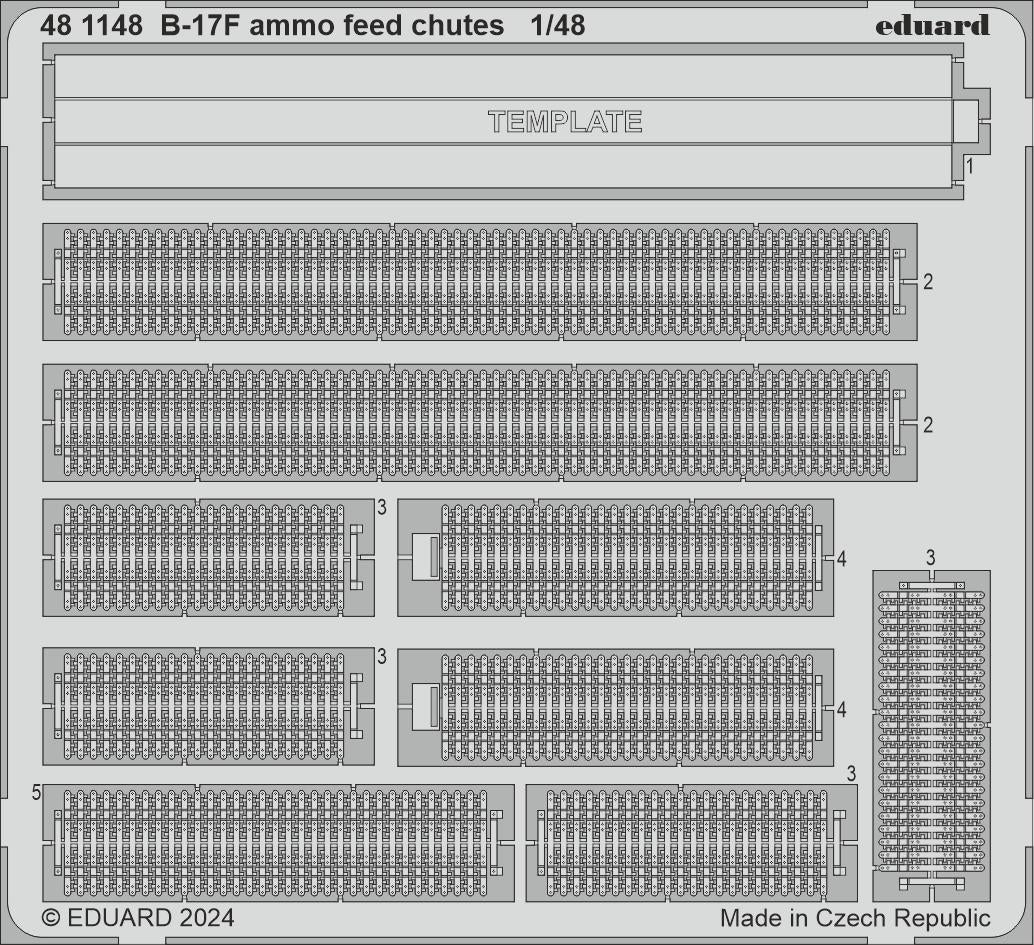 Goulottes d'alimentation en munitions Eduard 481148 B-17F EDUARD 1/48