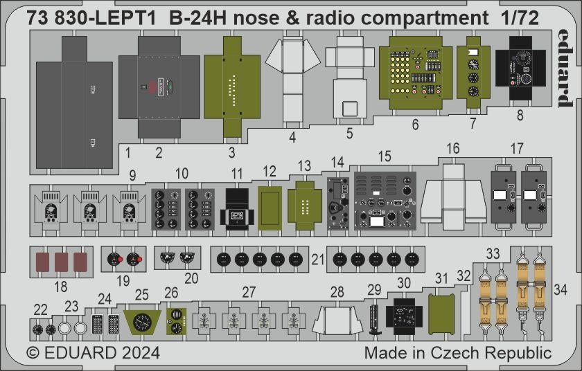 Eduard 73830 B-24H compartiment radio avant AIRFIX 1/72
