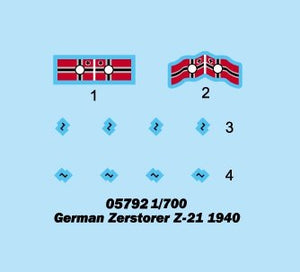 Trumpeter 05792 Zerstorer allemand Z-21 1940 1/700 – image 3