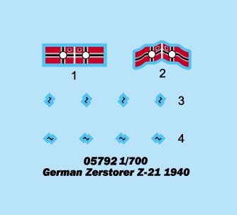 Trumpeter 05792 Zerstorer allemand Z-21 1940 1/700 – image 3