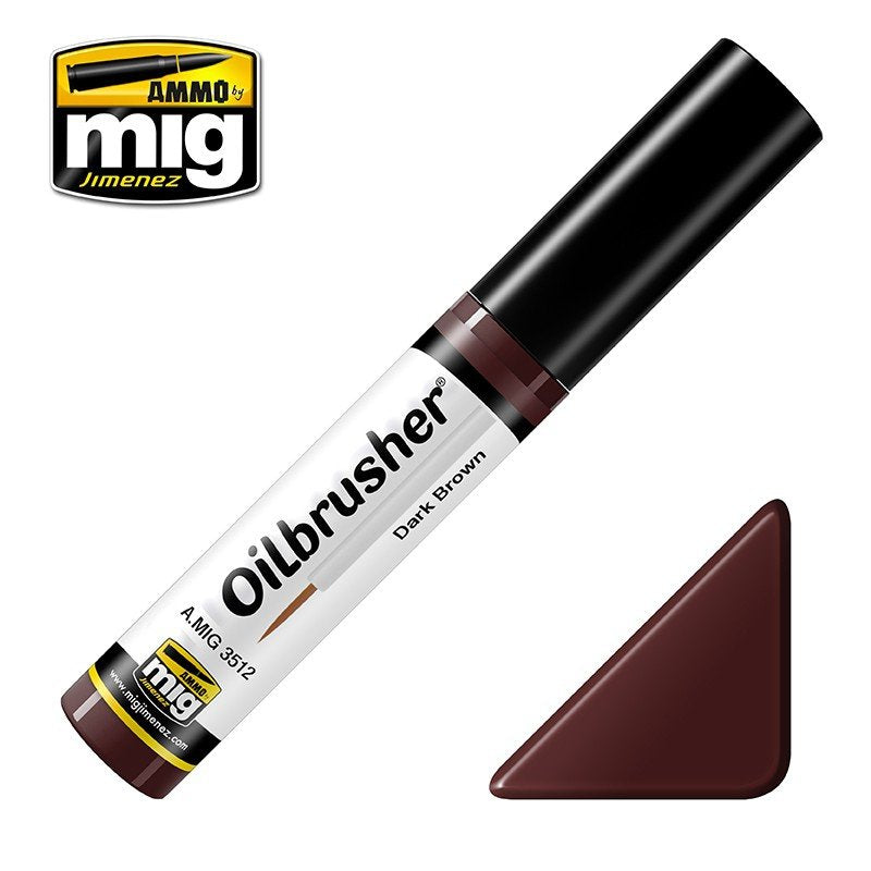 AMMO de Mig Jimenez 3512 Oilbrusher MARRON FONCÉ - peinture à l'huile avec pinceau