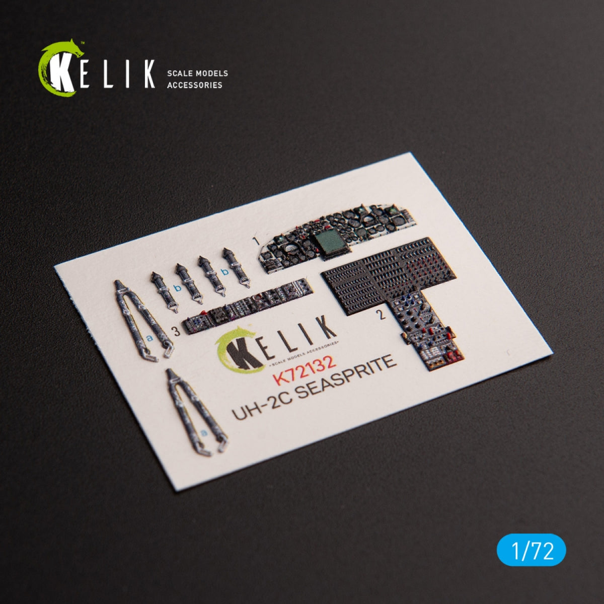 KELIK K72132 UH-2C SEASPRITE - décalcomanies 3D intérieures pour kit Clear Prop 1/72