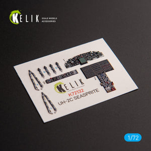 KELIK K72132 UH-2C SEASPRITE - décalcomanies 3D intérieures pour kit Clear Prop 1/72