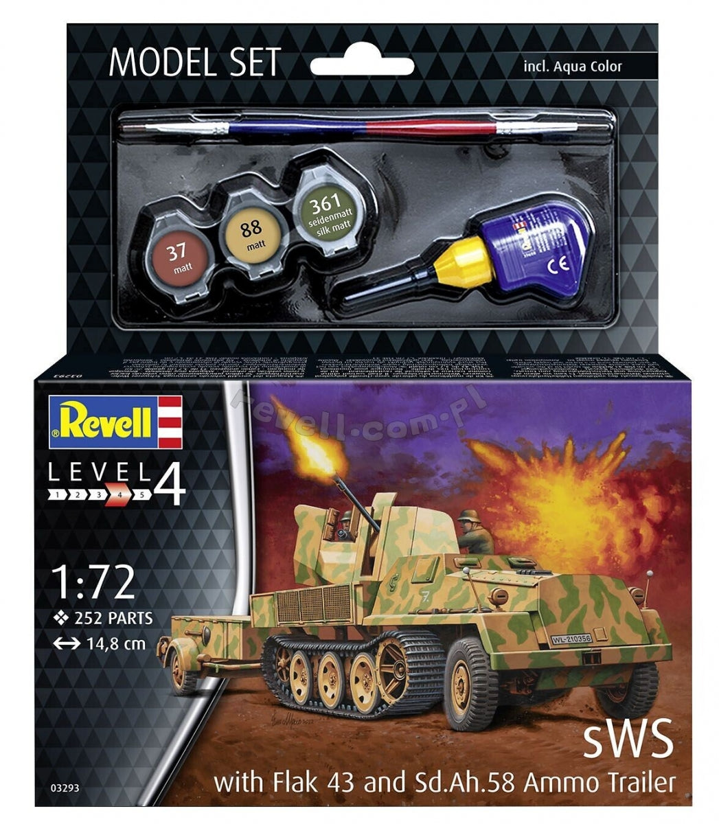 Maquette Revell 63293 sWS avec Flak 43 et remorque à munitions Sd.Ah. 58, échelle 1/72