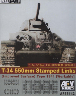 AFV Club 35142 Maillons estampés fonctionnels pour char T-34 de la Seconde Guerre mondiale, 550 mm (surface améliorée), échelle 1/35
