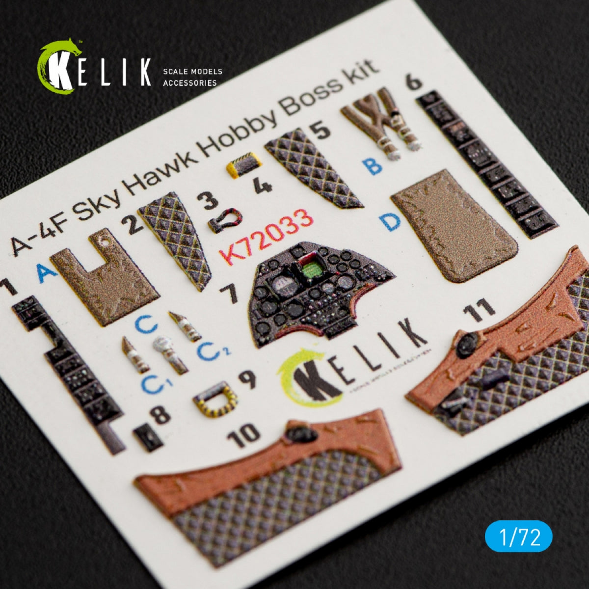 Décalcomanies 3D intérieures KELIK K72033 A-4F « SKYHAWK » pour maquette HobbyBoss au 1/72