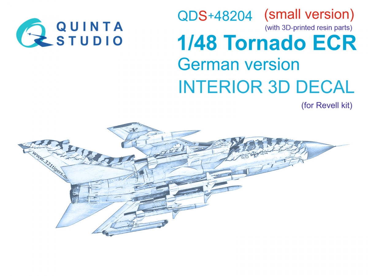 Quinta Studio QDS+48204 Tornado ECR Allemand Intérieur imprimé en 3D et coloré sur papier décalcomanie (Revell) (petite version) (avec pièces en résine imprimées en 3D) 1/48