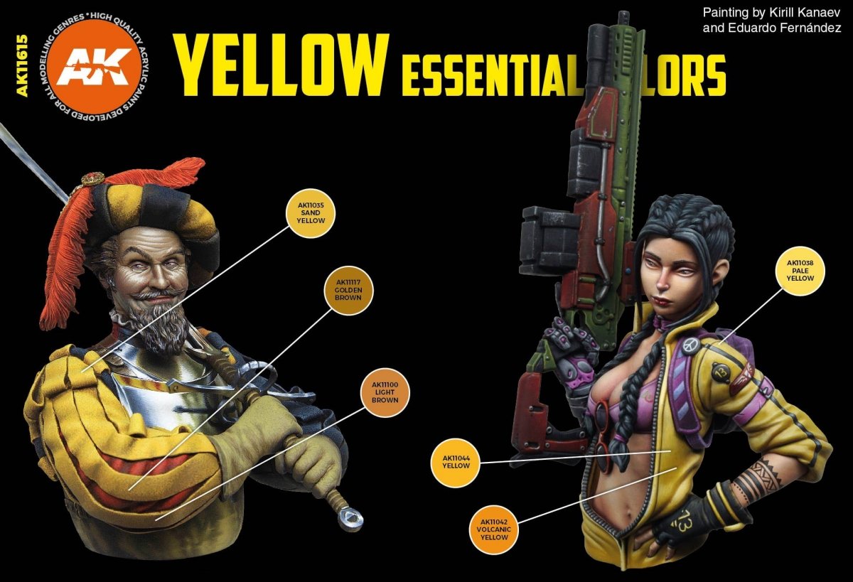 AK Interactive AK11615 JAUNE ESSENTIELLES COULEURS ENSEMBLE 3GÉNÉRATION 6 x 17 ml – image 3