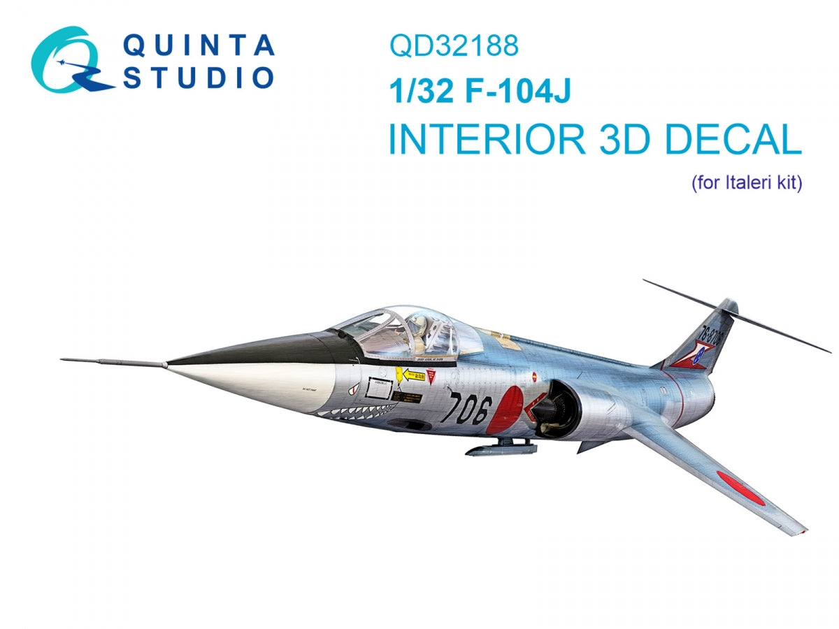 Intérieur coloré imprimé en 3D sur papier décalcomanie Quinta Studio QD32188 F-104J (Italeri) 1/32