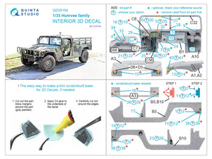 Intérieur imprimé en 3D et coloré sur papier décalcomanie (ICM) pour la gamme Humvee QD35154 de Quinta Studio (échelle 1/35). – immagine 2