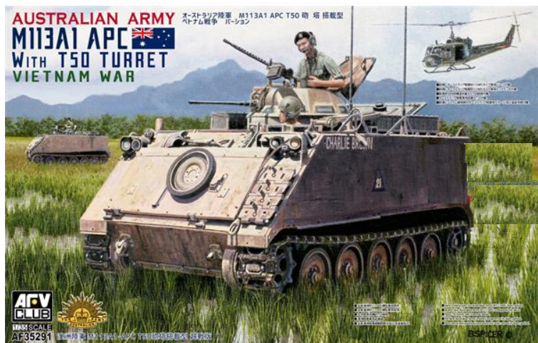 AFV Club 35291 Véhicule blindé de transport de troupes australien M113A1 avec tourelle T50, Vietnam, échelle 1/35
