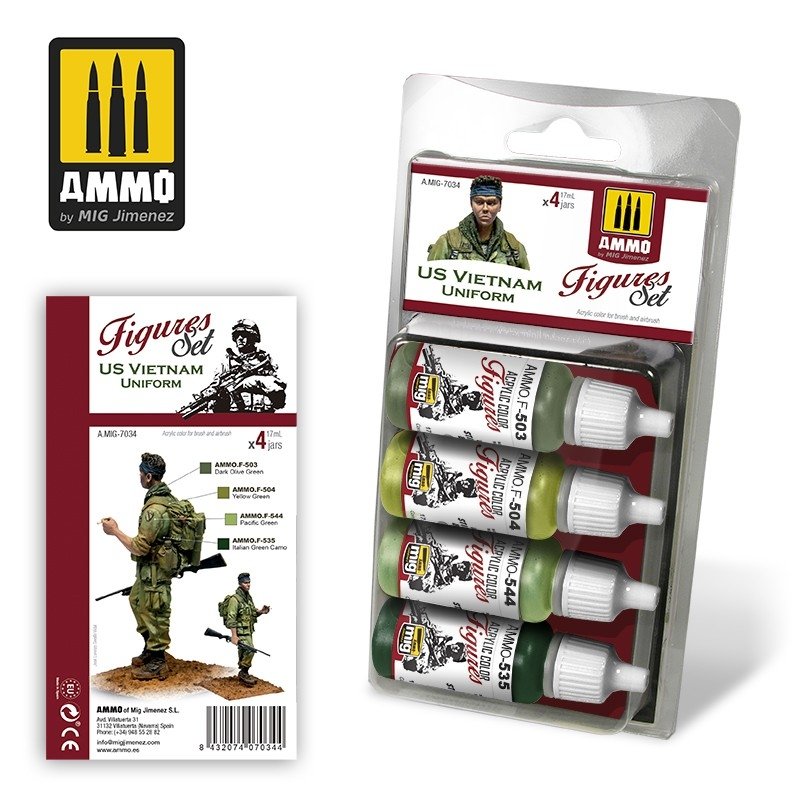 Munitions pour Mig 7034 US VIETNAM UNIFORMS SET 4x17ml