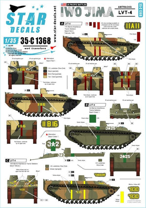 Star Decals 35-C1368 GUERRES DU PACIFIQUE AMÉRICAINES - IWO JIMA USMC LVT-4 Amtracks 1/35