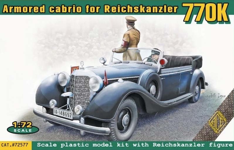 ACE 72577 Cabrio blindé pour Reichskanzler avec Reichskanzler et chauffeur figurine 1/72