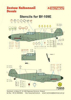Techmod 72055 - Stencils for Bf 109E 1/72 – zdjęcie 2