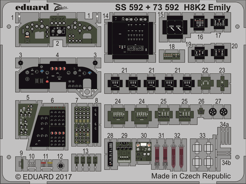 Intérieur du cockpit de l'Emily H8K2 d'Eduard 73592 HASEGAWA au 1/72