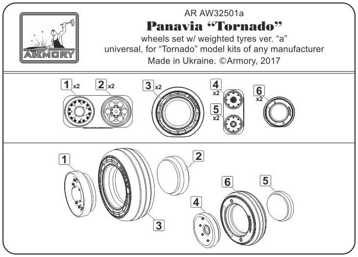Roues Armory Models AW32501a Panavia Tornado, avec pneus type « a » (DL) 1/32 – image 6