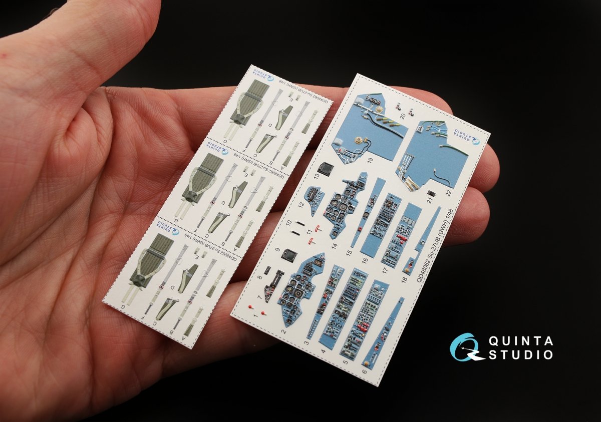 Intérieur imprimé en 3D et coloré sur papier décalcomanie Quinta Studio QD48062 Su-27UB (pour kit GWH) 1/48 – Bild 4