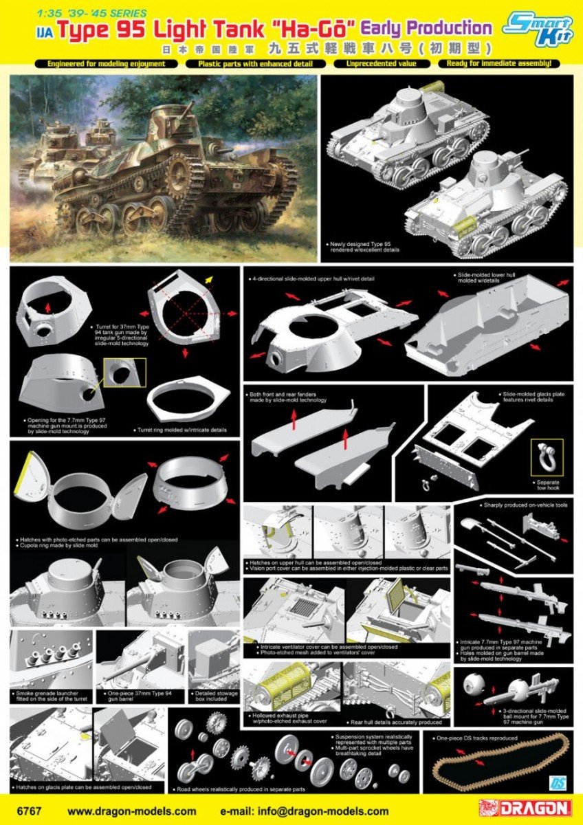 Dragon 6767 Char léger Type 95 de l&amp;#39;armée impériale japonaise « Ha-Go » Première production (1/35) – Bild 3