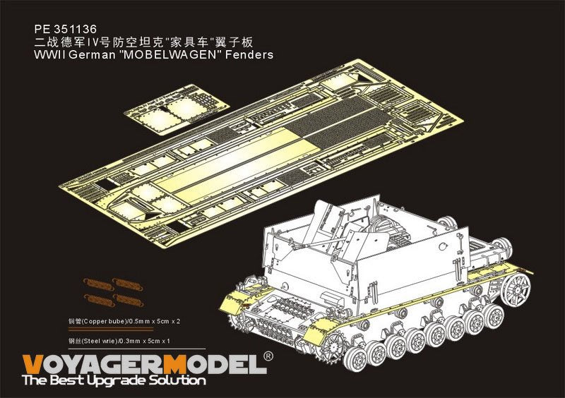 Ailes de char allemand « MOBELWAGEN » de la Seconde Guerre mondiale, modèle Voyager PE351136 (pour BORDER BT-007), échelle 1/35