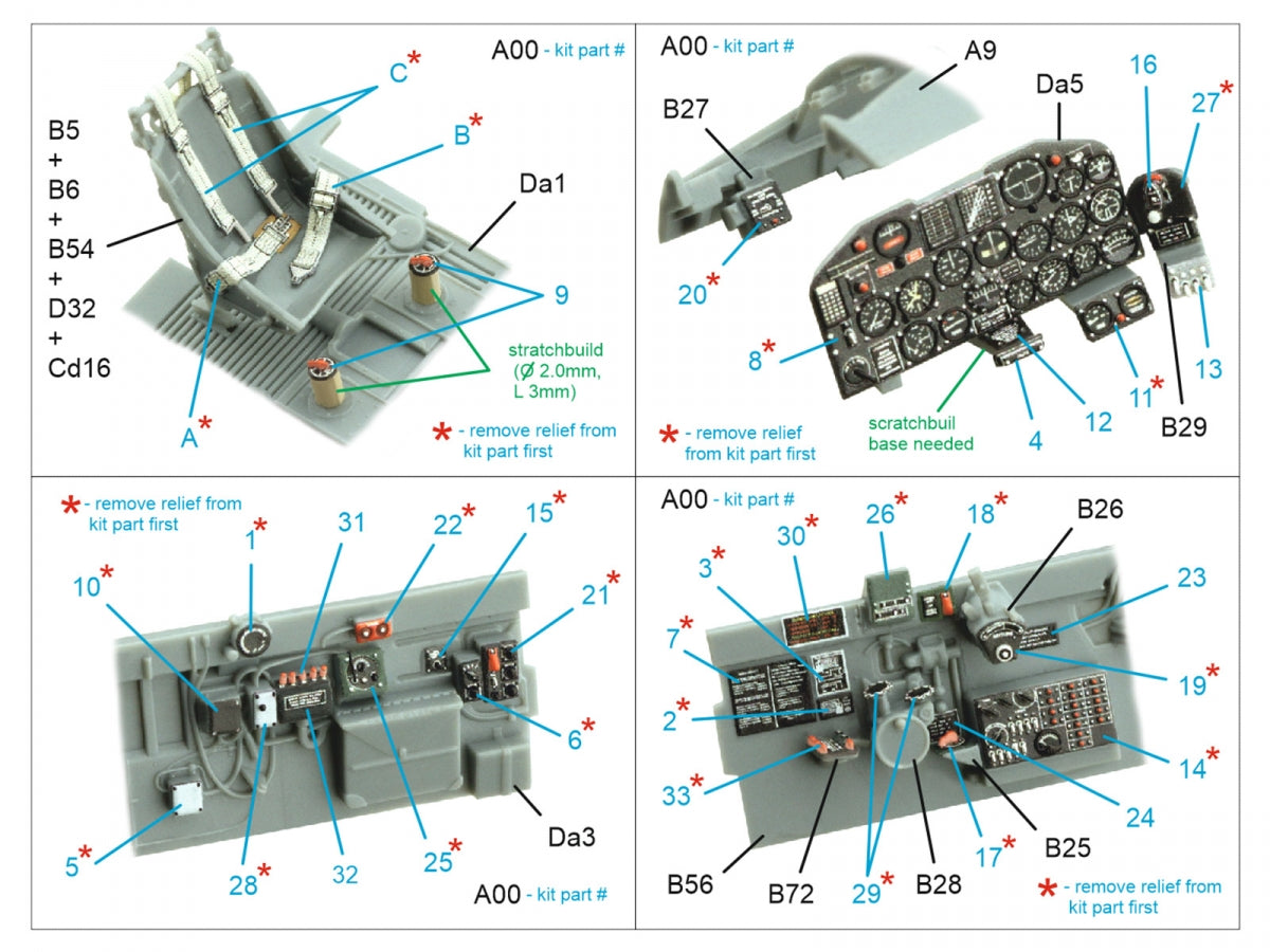 Quinta Studio QD48434 P-47D-25 Thunderbolt Intérieur coloré imprimé en 3D sur papier décalcomanie (Miniart) 1/48  – Bild 2