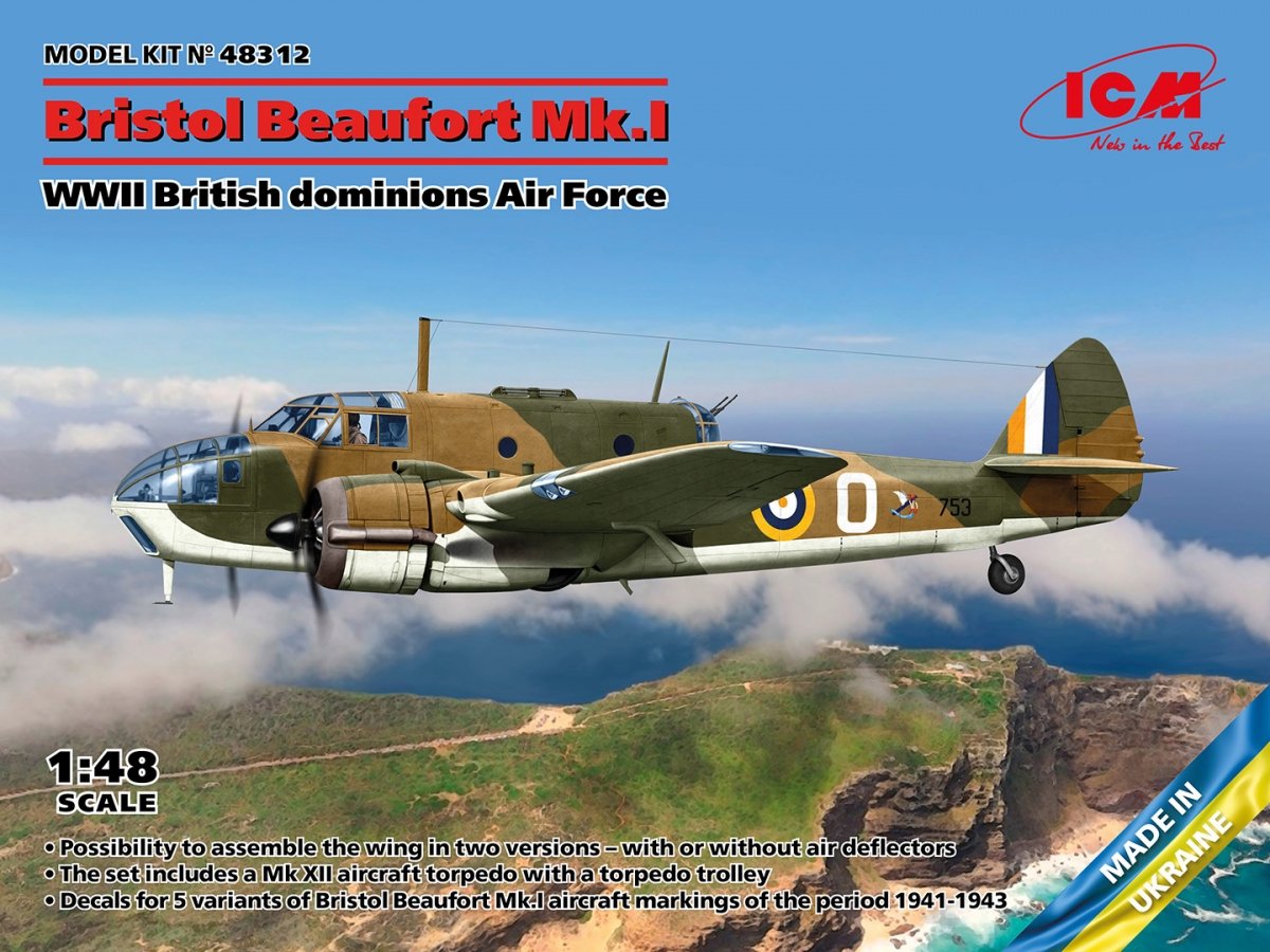 ICM 48312 Bristol Beaufort Mk.I Seconde Guerre mondiale, Force aérienne des dominions britanniques, échelle 1/48