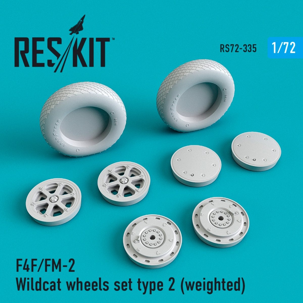 RESKIT RS72-0335 F4F/FM-2 « WILDCAT » JEU DE ROUES TYPE 2 (LESTÉ) 1/72