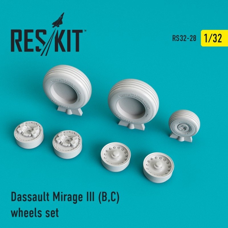 RESKIT RS32-0028 Jeu de roues Mirage III (B,C) 1/32