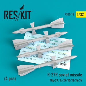RESKIT RS32-0015 R-27R MISSILES SOVIÉTIQUES (4 PIÈCES) 1/32