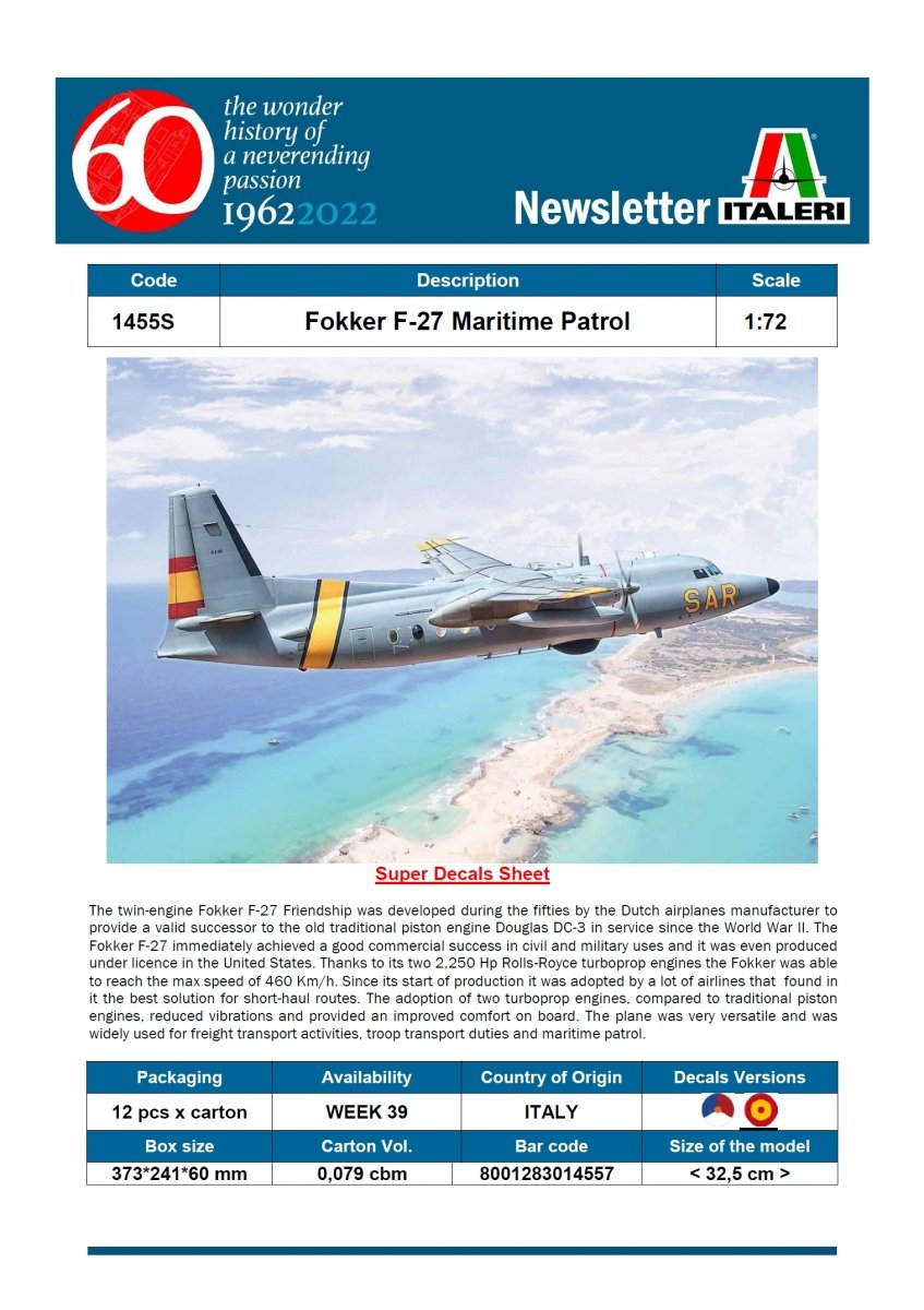 Italeri 1455 Fokker F-27 SAR 1/72 – Bild 2