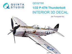 Intérieur coloré imprimé en 3D sur papier décalcomanie Quinta Studio QD32190 P-47N Thunderbolt (Trumpeter) 1/32