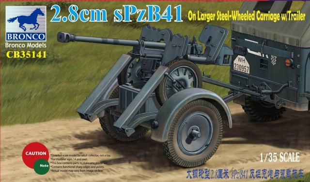 Bronco CB35141 2,8 cm sPzB41 sur châssis à roues en acier plus grandes (1/35)