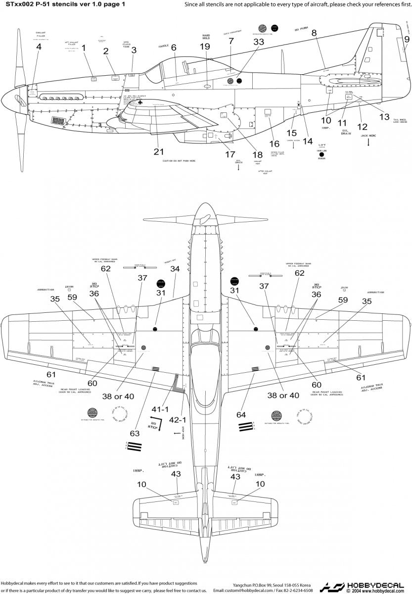HobbyDecal ST48002V1 Pochoirs P-51 version 1 1/48 – image 2
