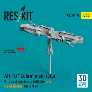 RESKIT RSU32-0176 AH-1G « Cobra » rotor principal avec déflecteur de poussière et de débris (pare-sable), version tardive pour kit ICM (impression 3D) 1/32