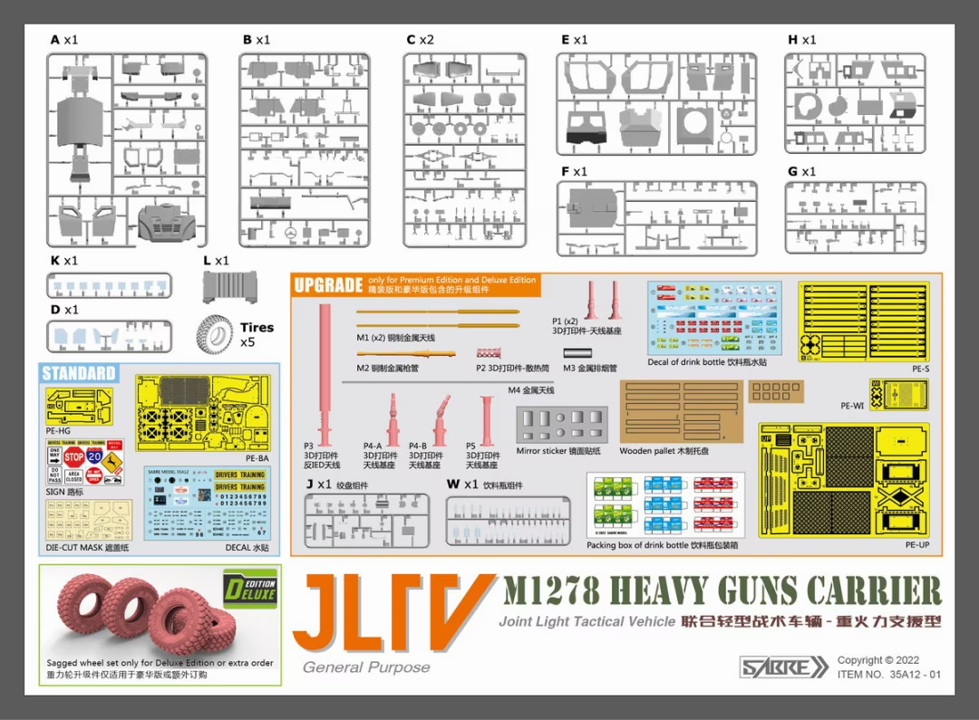Saber 35A12-DLX JLTV M1278 Transporteur de canons lourds - Édition Deluxe 1/35 – imagen 5